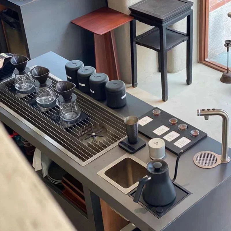 stainless steel high pressure cup washer hand brewed coffee console sink embedded new Chinese pure tea filter water drain tr