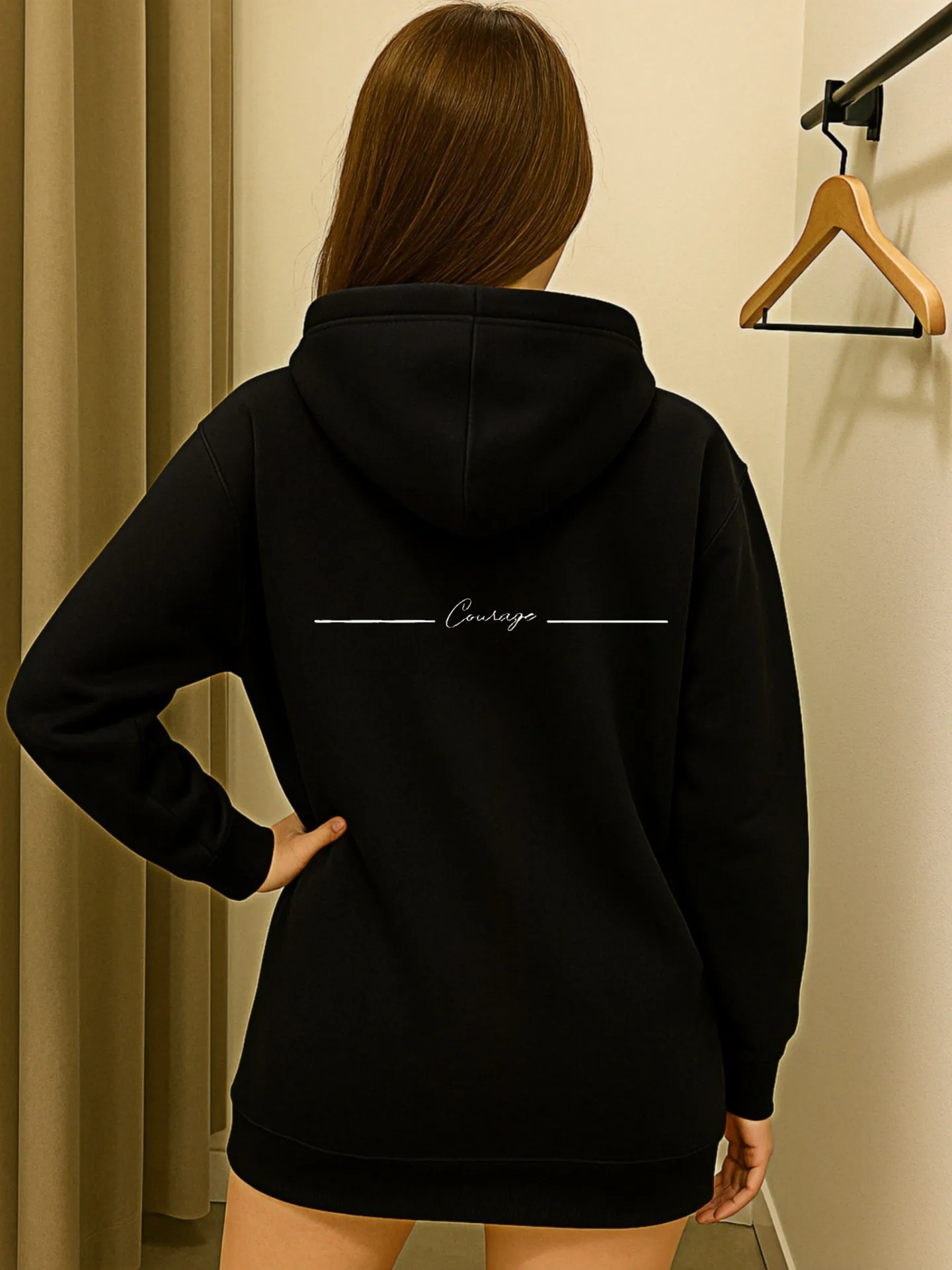 برتقالي - بلوفر بغطاء للرأس برسومات جرافيك للنساء، تصميم جمالي، ملابس يومية غير رسمية، قماش ناعم، للشباب