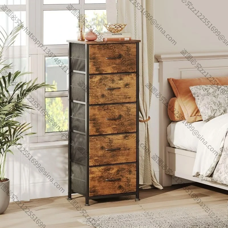 Suitable for Bedroom Simple Bedside Table, Multi-functional Storage Locker, Hanger, Multi-pumping Fabric Storage Cabinet