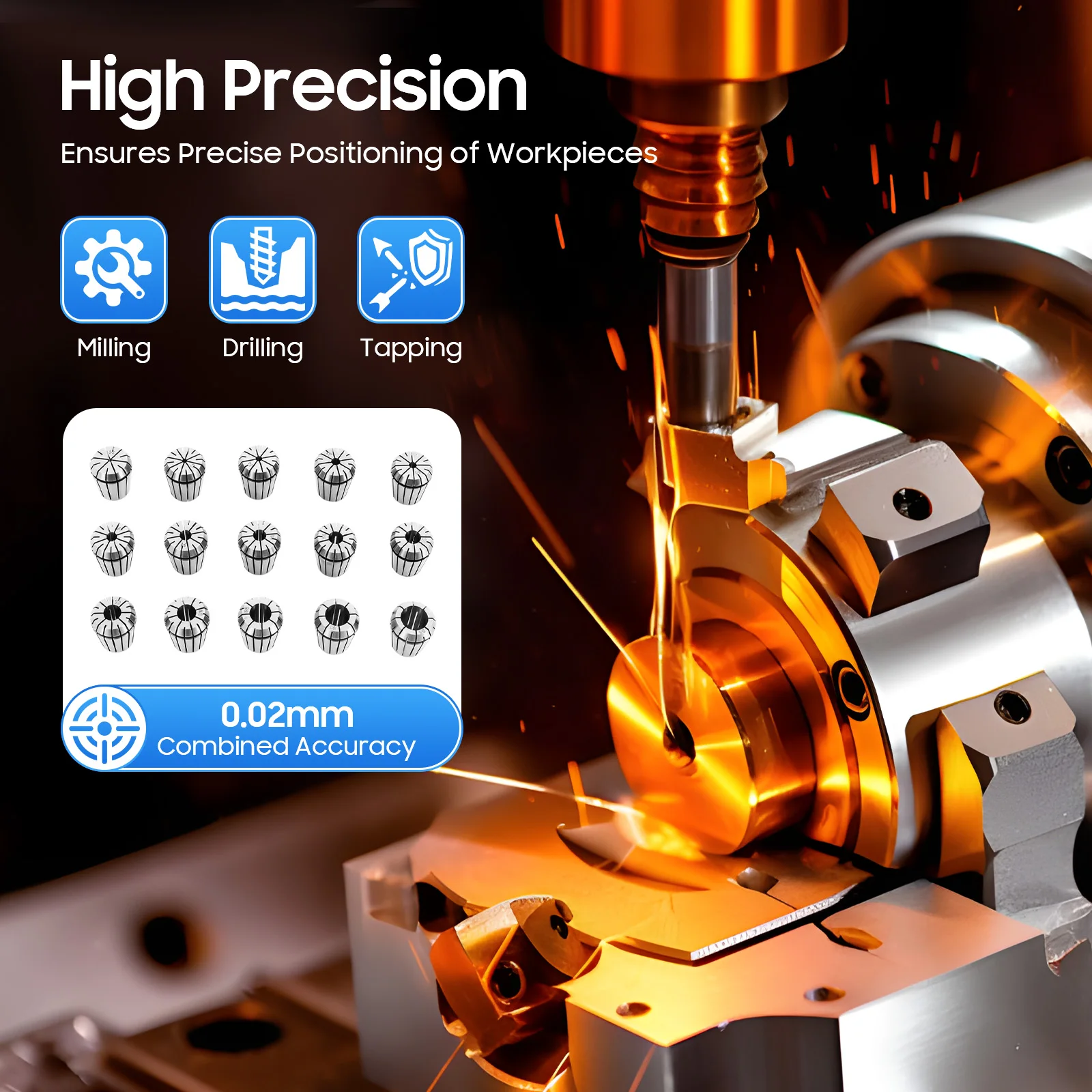 15PCS ER32 Spring Collet Set | For CNC Engraving & Milling Lathe, 1-20mm Clamping Range Spring Collet Chuck Set