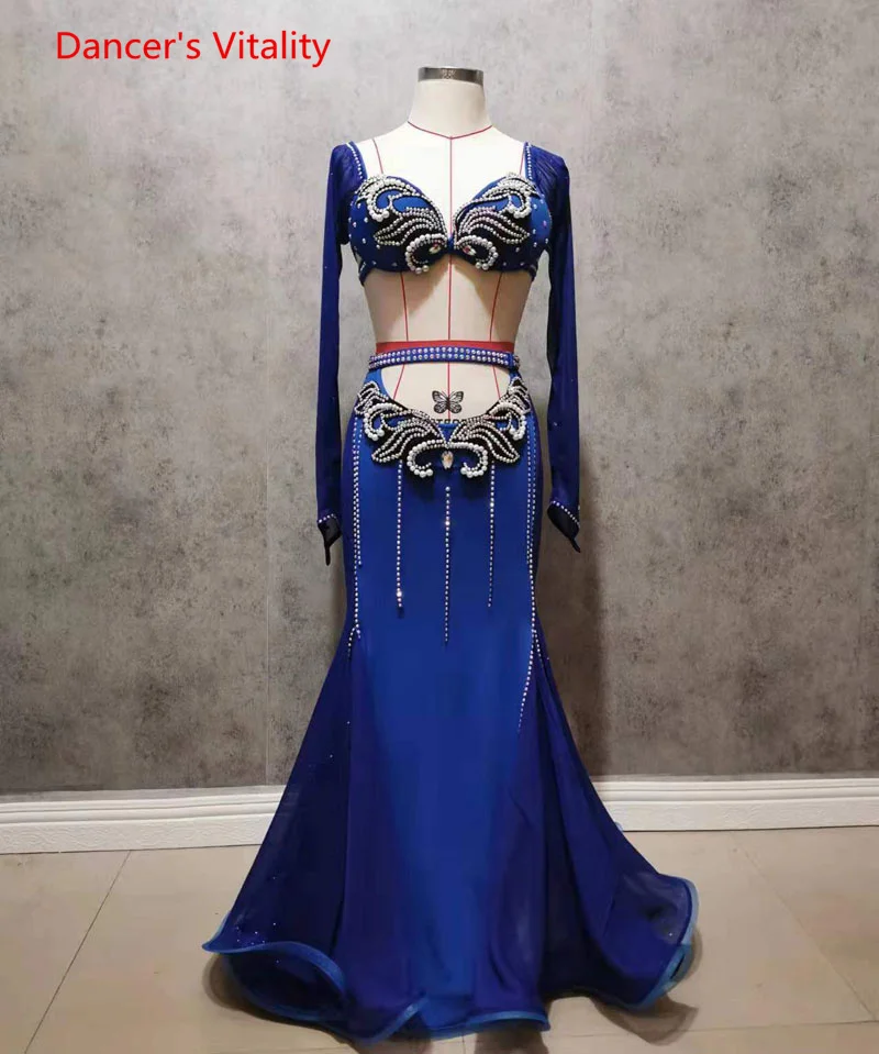 Belly Dance Professional Compeitition Suit for Women Bellydancing Bra+Fishtail Skirt 2pcs High-End Custom Oriental Dance Outfit