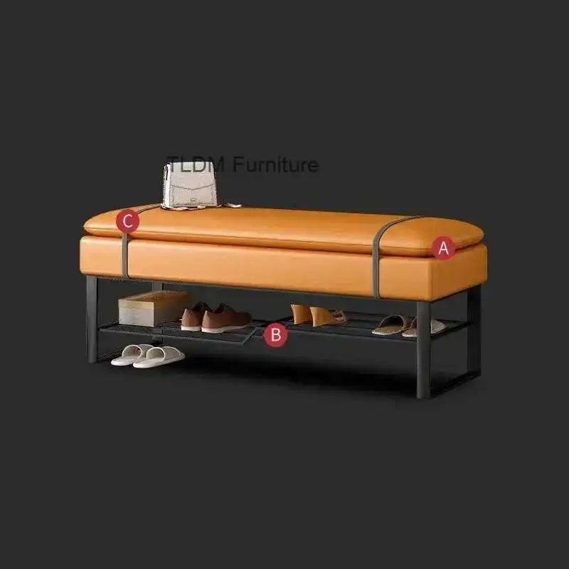 

Nordic Designer Door Shoe Changing Stools Home Furniture Creative Bedroom Bed End Stool Light Luxury Ottomans Storage Shoe Rack
