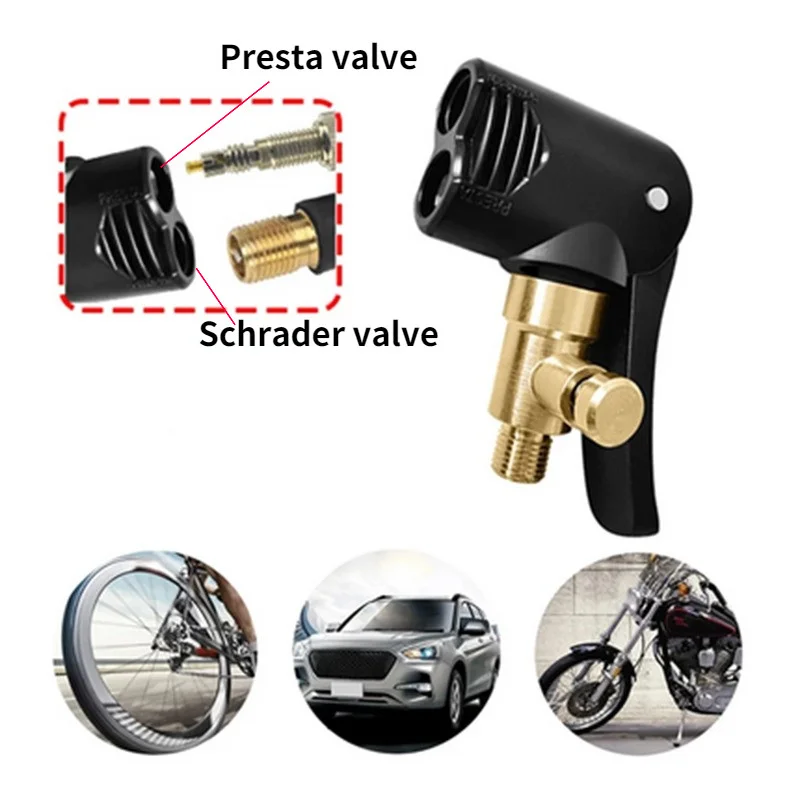 Car Tire Valve Pump Nozzle Clamp Deflated Auto Motorcycle Bike Air Chuck Inflator Inflatable Pump Clip Adapter Thread Connector