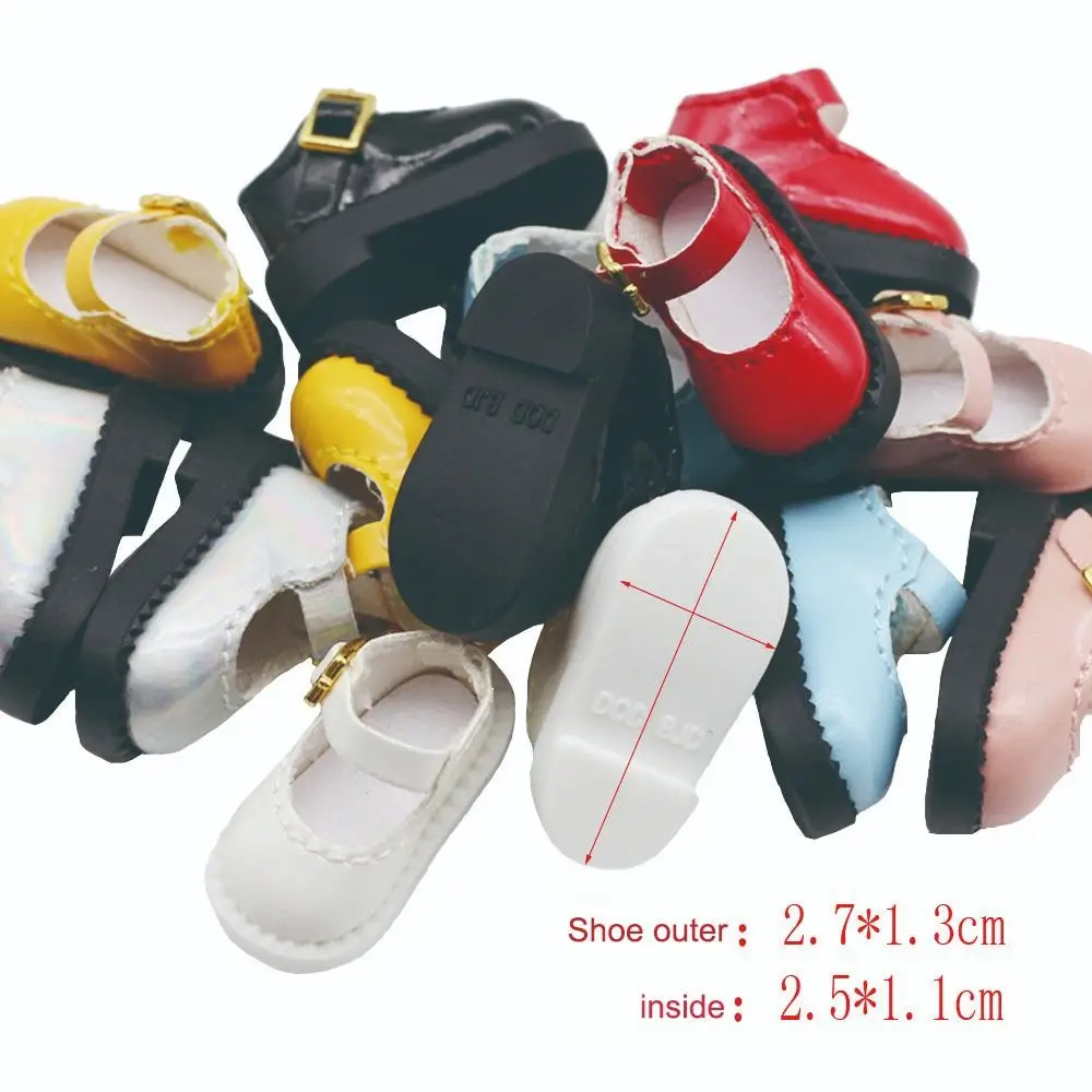 1Pair PU Leather ob11 Doll Sandals Round Toe 2.7*1.3cm 12 BJD Doll PU Shoes Cute Mini OB11 Princess Shoes Clay Dolls