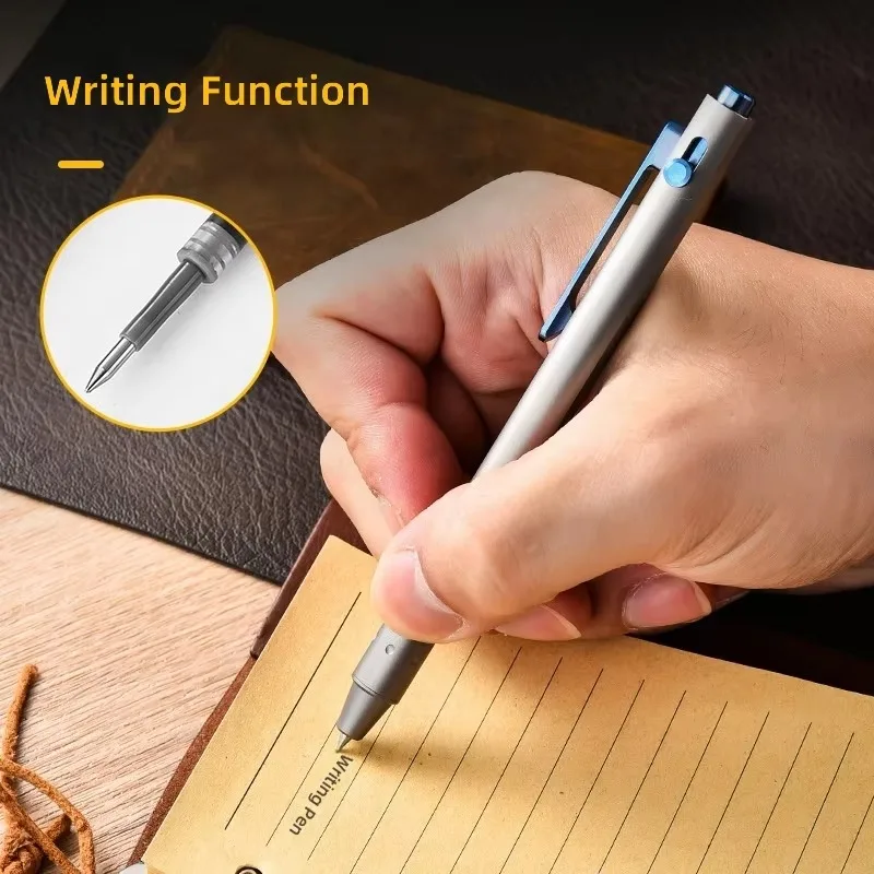 Titanium Alloy EDC Tactical Pen CNC One‑Piece Machined Lightweight Portable Multifunctional Outdoor Survival Multi‑tool for Men