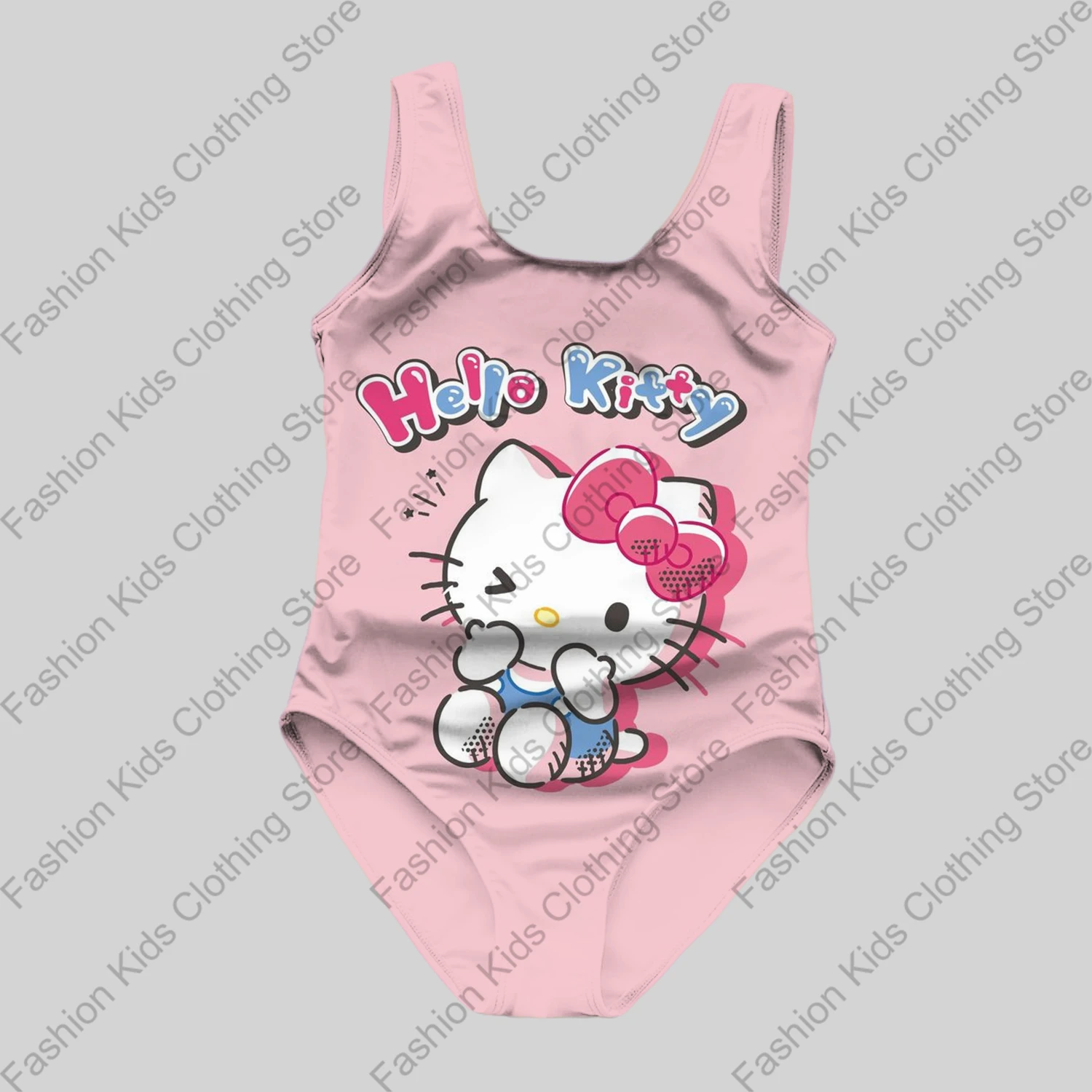 MINISO Girls Summer One-Piece Swimsuit Fashion Cartoon Cute Hello Kitty & Friends Print Women Swimwear Sleeveless Swim Clothing