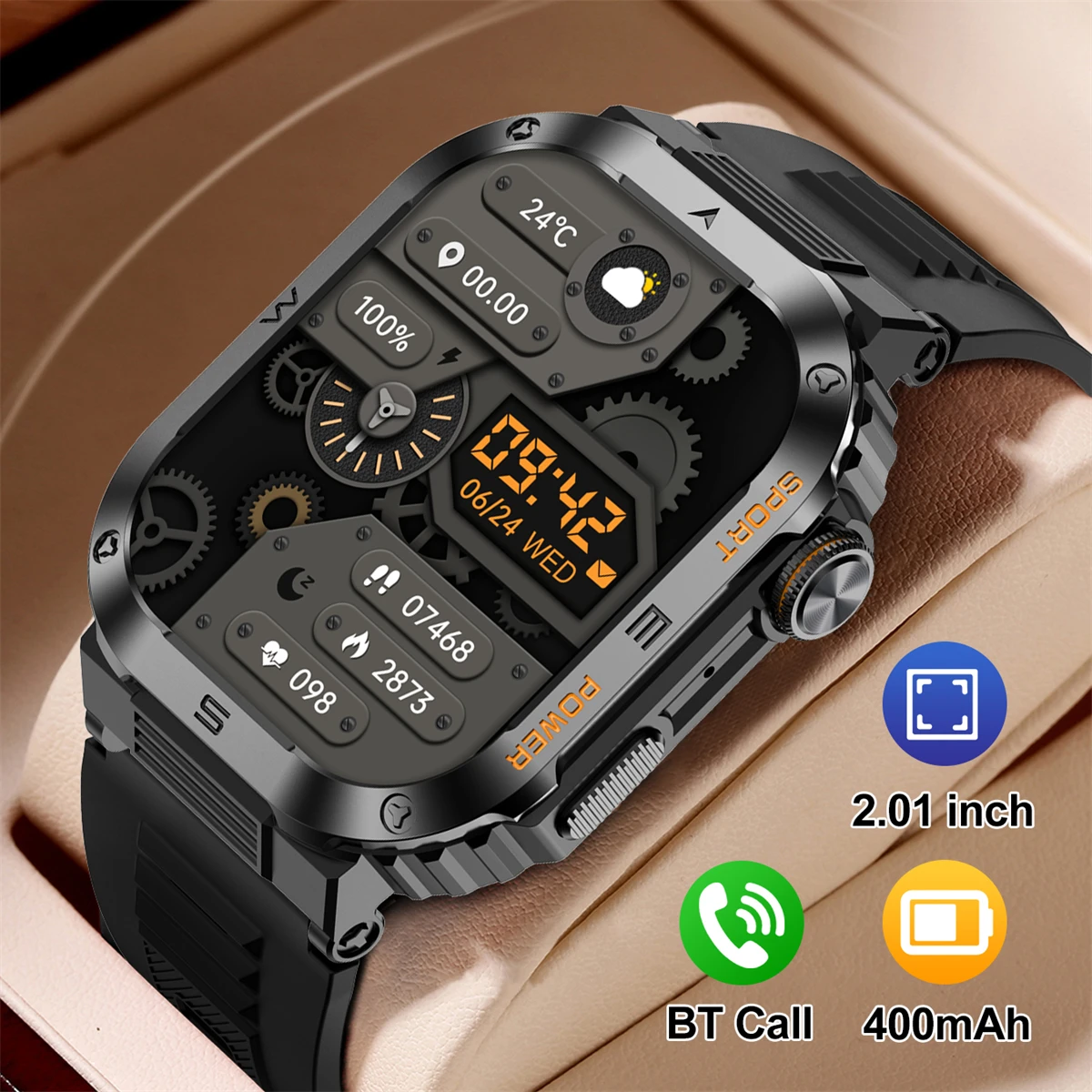 Smart Watch Men Sports Bluetooth Call Smartwatch Long Battery Life Health Monitoring IP68 Waterproof Fitness Wristwatch