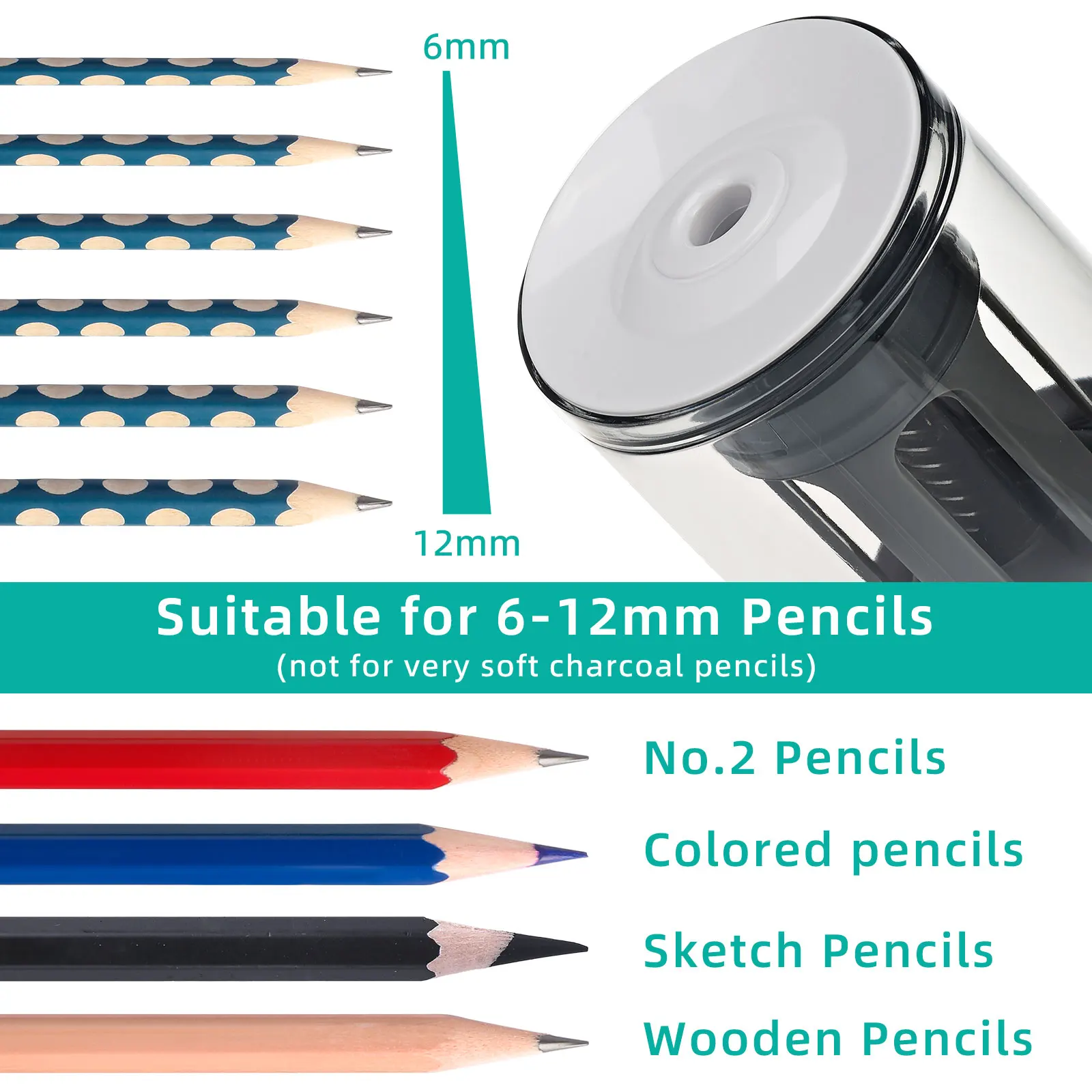 Automatic Electric Pencil Sharpener Large Heavy Duty For 6-12mm Colored Pencils Mechanical USB For Children Artists Stationery