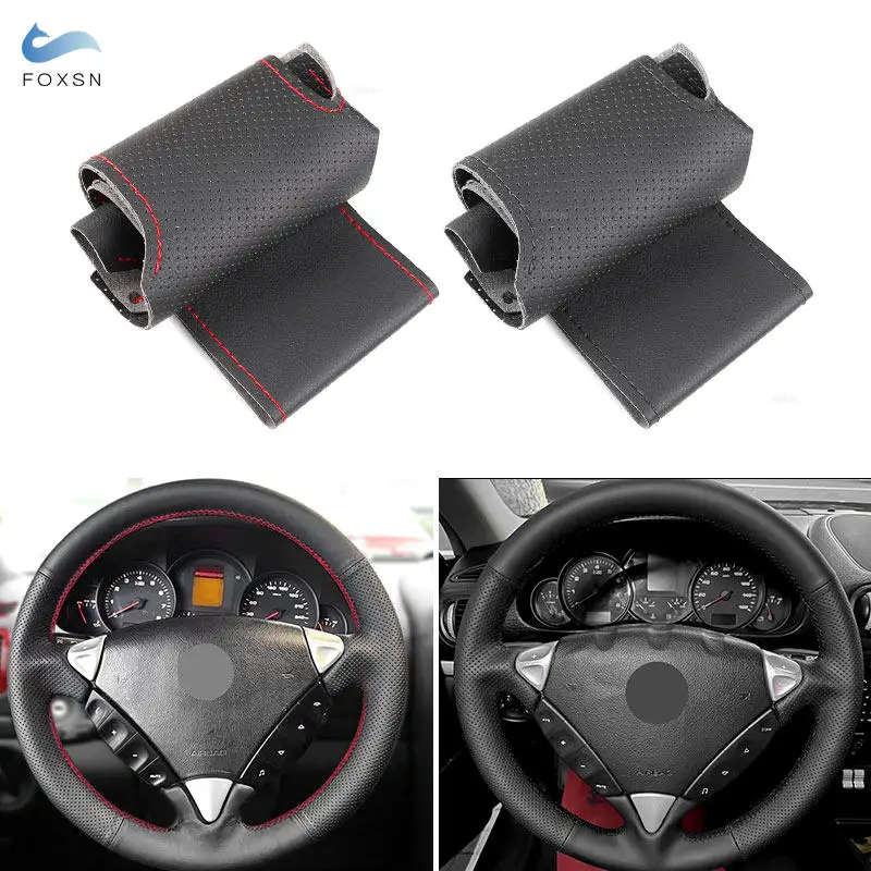 Car Steering Wheel Leather Cover Fabric Accessories For Porsche Cayenne 2003 2004 2005 2006 2007 2008 2009 2010 With Line/Strip