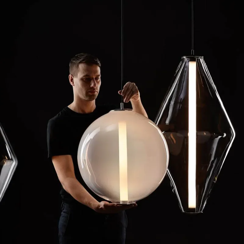 

Nordic Glass Pendant Lights for Bedroom Bedside Table Dining Room Chandelier Decor Lighting Suspension Design Lusters Fixture