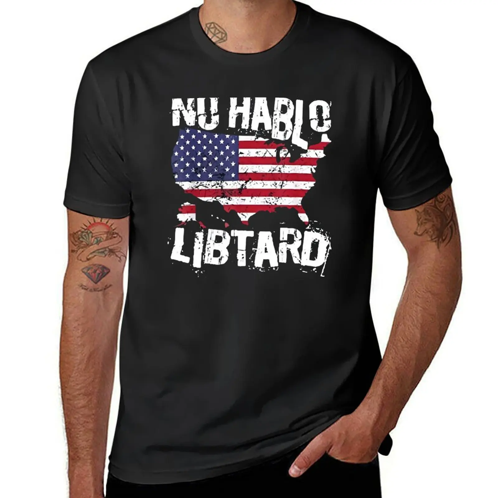 

Check-Out No-Hablo-Libtard-Flag-Men- T-Shirt sweat heavyweights new edition Short sleeve tee men clothing