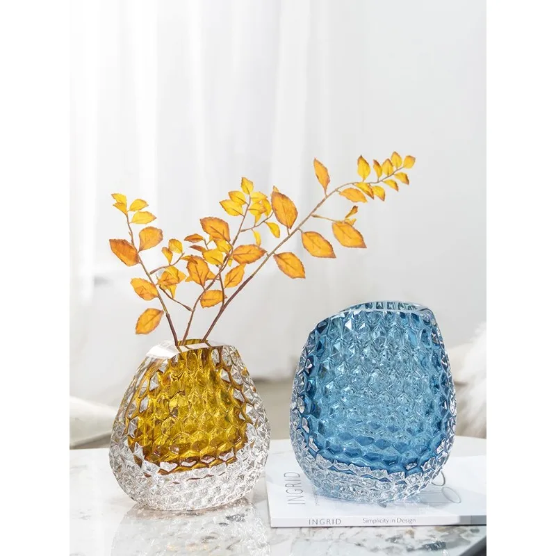 Fashion light luxury geometric texture hydroponic glass vase embellishment living room home bedroom space