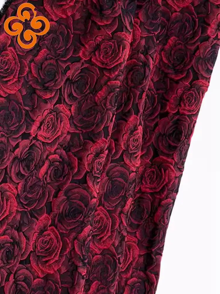 45x150cm Embossed 3D Rose Jacquard Fabric Black Yarn-dyed Jacquard Cloth Women\'s Dress Suit Bag DIY Sewing Fabric TJ7517