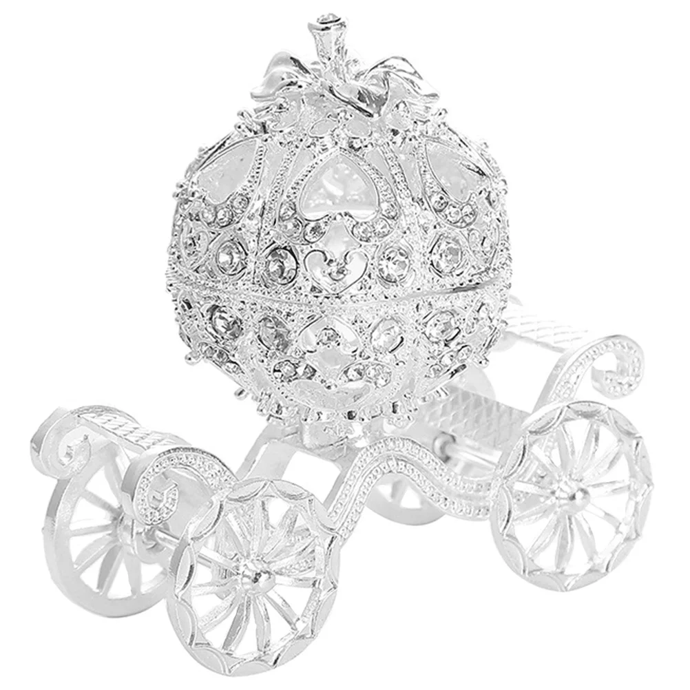 Pumpkin Carriage Jewelry Case Box Enamel Jewelry Storage Case Metal Keepsake Box For Women Holiday Gift Room Decor
