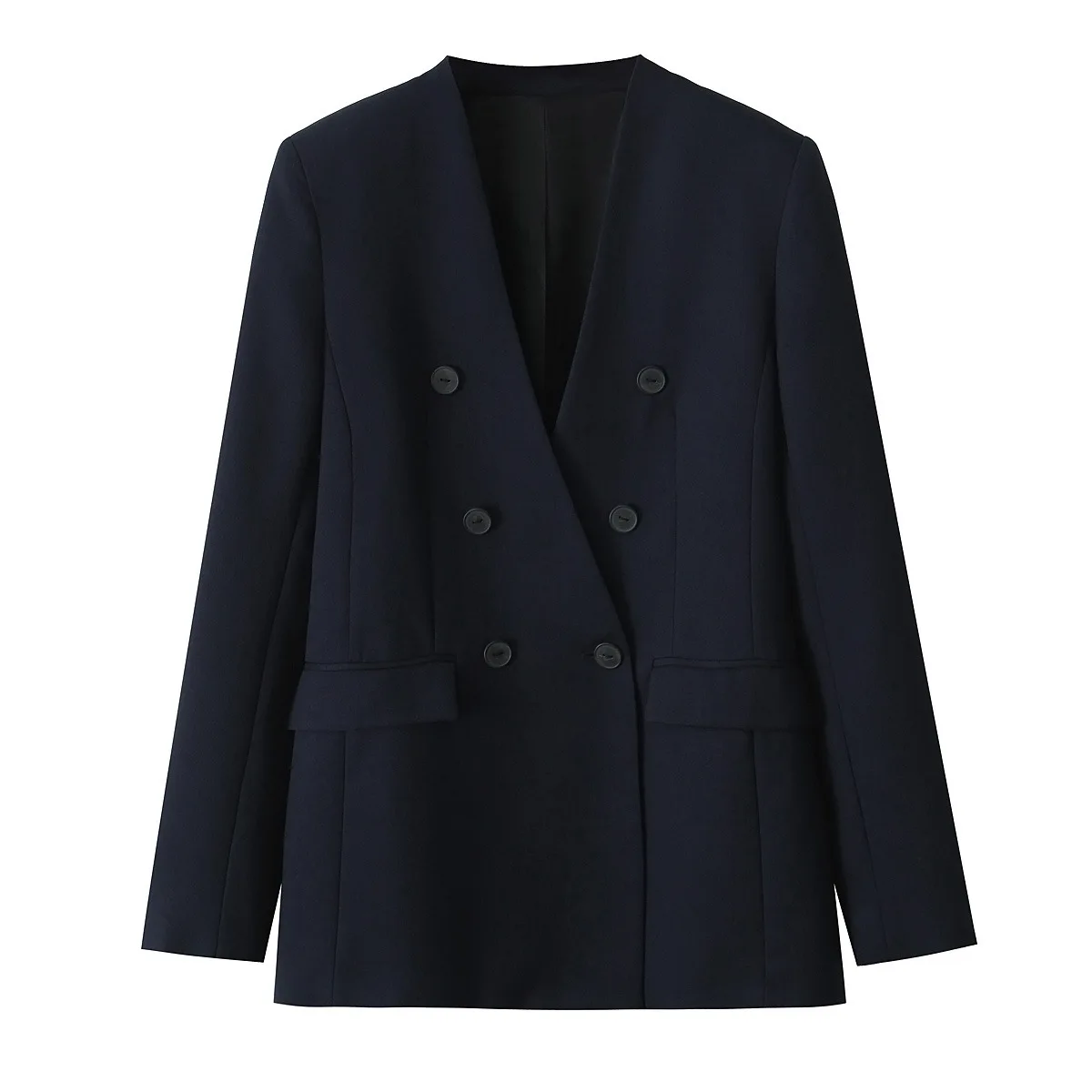 Autumn Elegant Office Lady Two PiecePant Set V-Neck Double Breasted Suit Jacket OR Straight Leg Pants Spring Fall Blazer Set