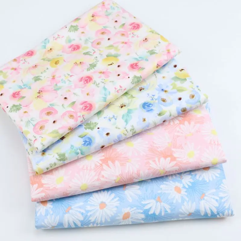 Flowes Series 100% cotton Twill Fabric for DIY Sewing Quilting Fashion Dress Making Material For Baby&Child and Dolls