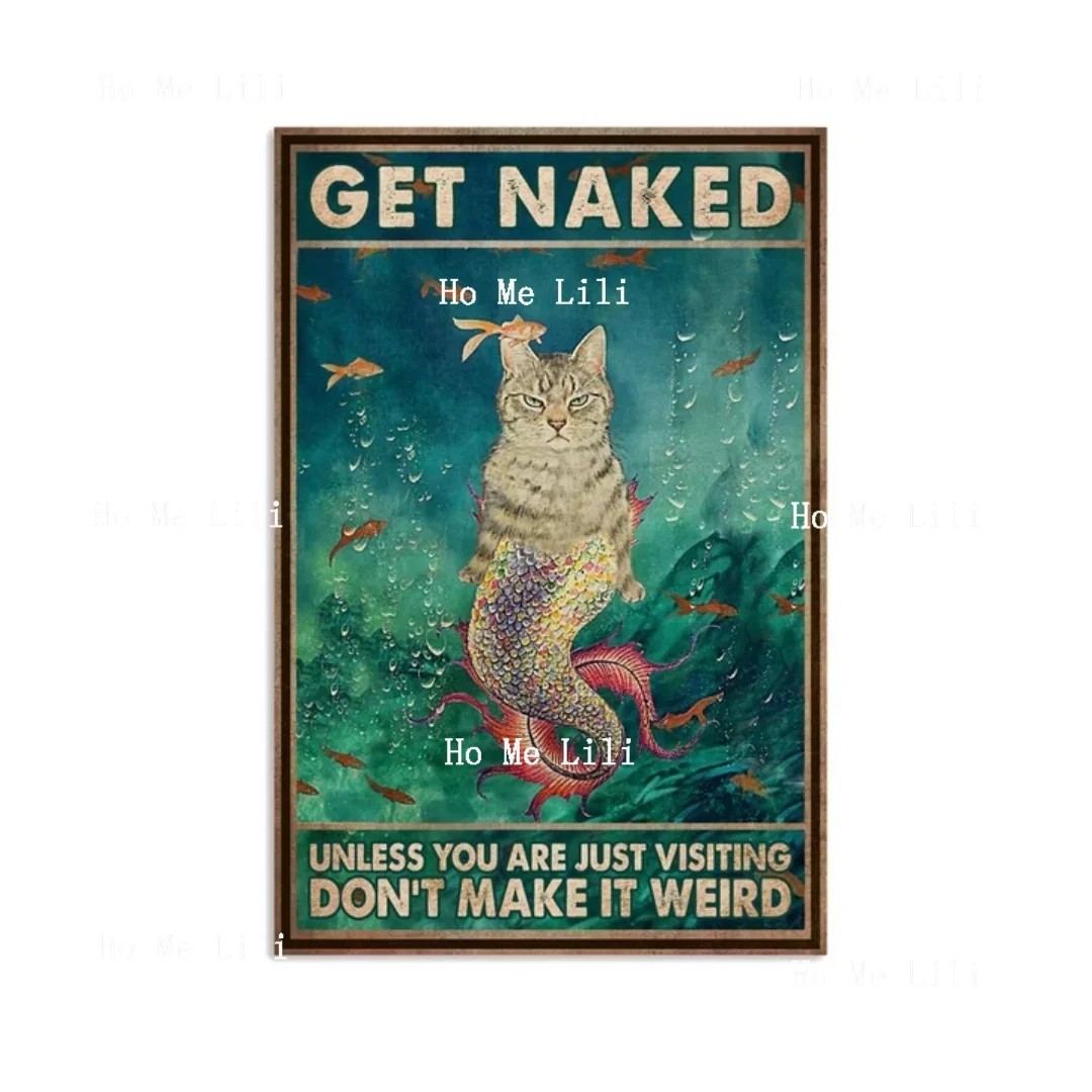 Get Nak-Ed Don't Make It Weird Poster Wash Your Paws Cat Bathroom Art Decor Funny Plaque Of Metal Signs