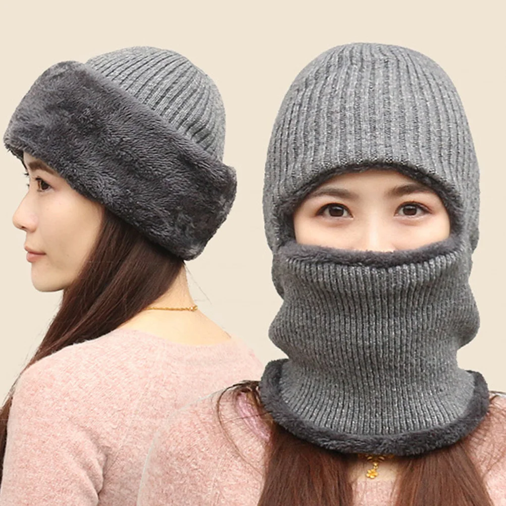 

Knitted Cycling Headwear Grey Adjustable Lightweight Breathable Quick-Dry Windproof Neck Warmer Face Mask Hat Scarf Accessories