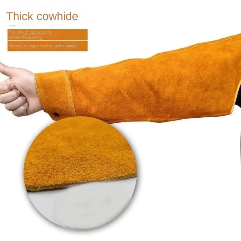 

Non-stick Liner Leather Welding Work Sleeves Arm Protection Heat Flame Resistant Welding Arm Sleeve Cowhide Leather