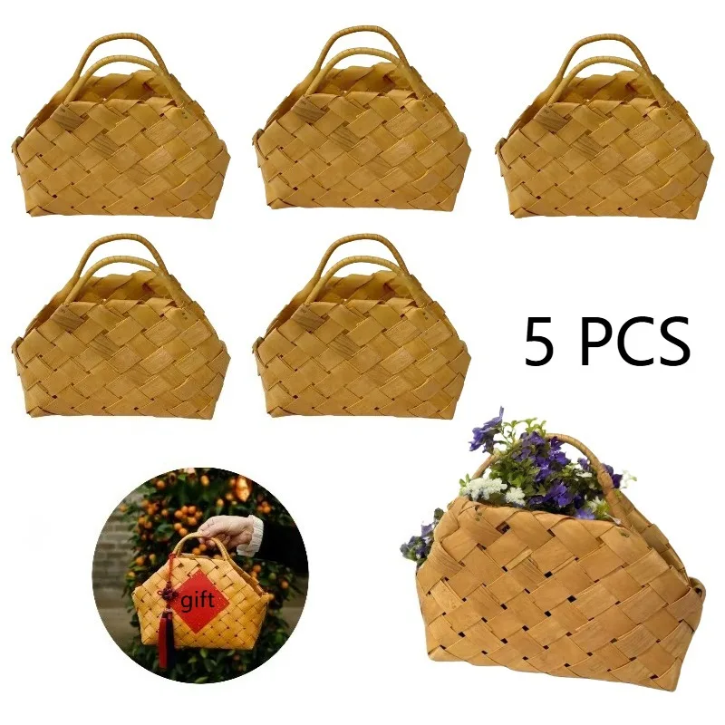 5-Piece Holiday Decor Set, Creative Gifts for Weddings and First-Month Celebrations, Gift Baskets, Wooden Baskets, Gift Baskets