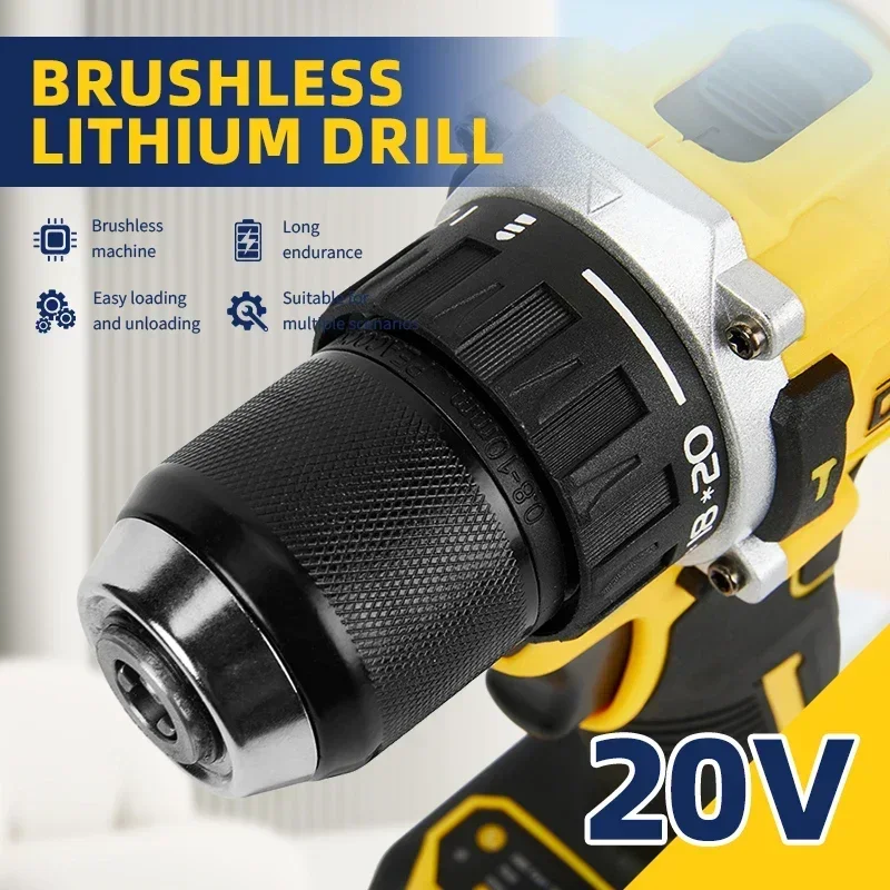 DEWALT DCD805 20V MAX سائق مثقاب مطرقي لاسلكي: 1/2 بوصة تشاك، أداة عارية للطاقة القابلة لإعادة الشحن، مجموعة مثقاب كهربائي متعددة الاستخدامات