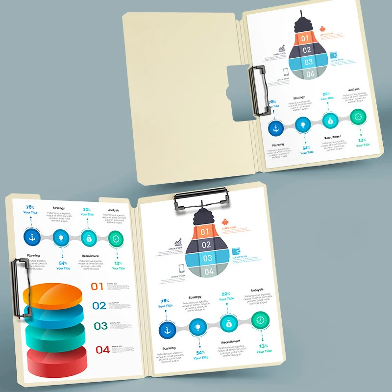 A4 Folder Double Strength Clamp Office Supplies Data Clip Board Writing Board Briefcase Documents Organizer Filing Cabinet