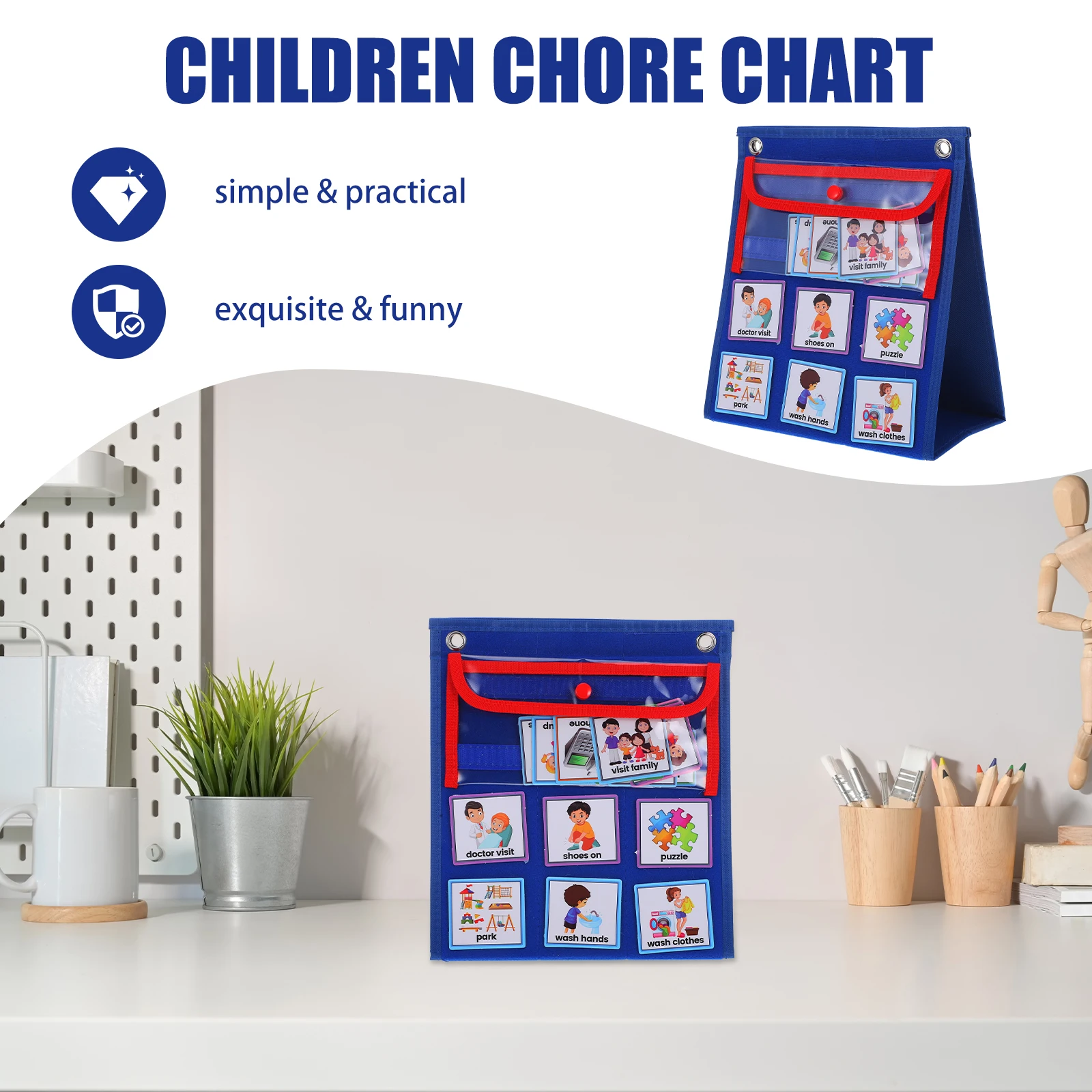 

Visual Schedule for Kids Daily Routine Chart Home Classroom Wall Hanging Cloth Board Toddler Chore Tracker Planner