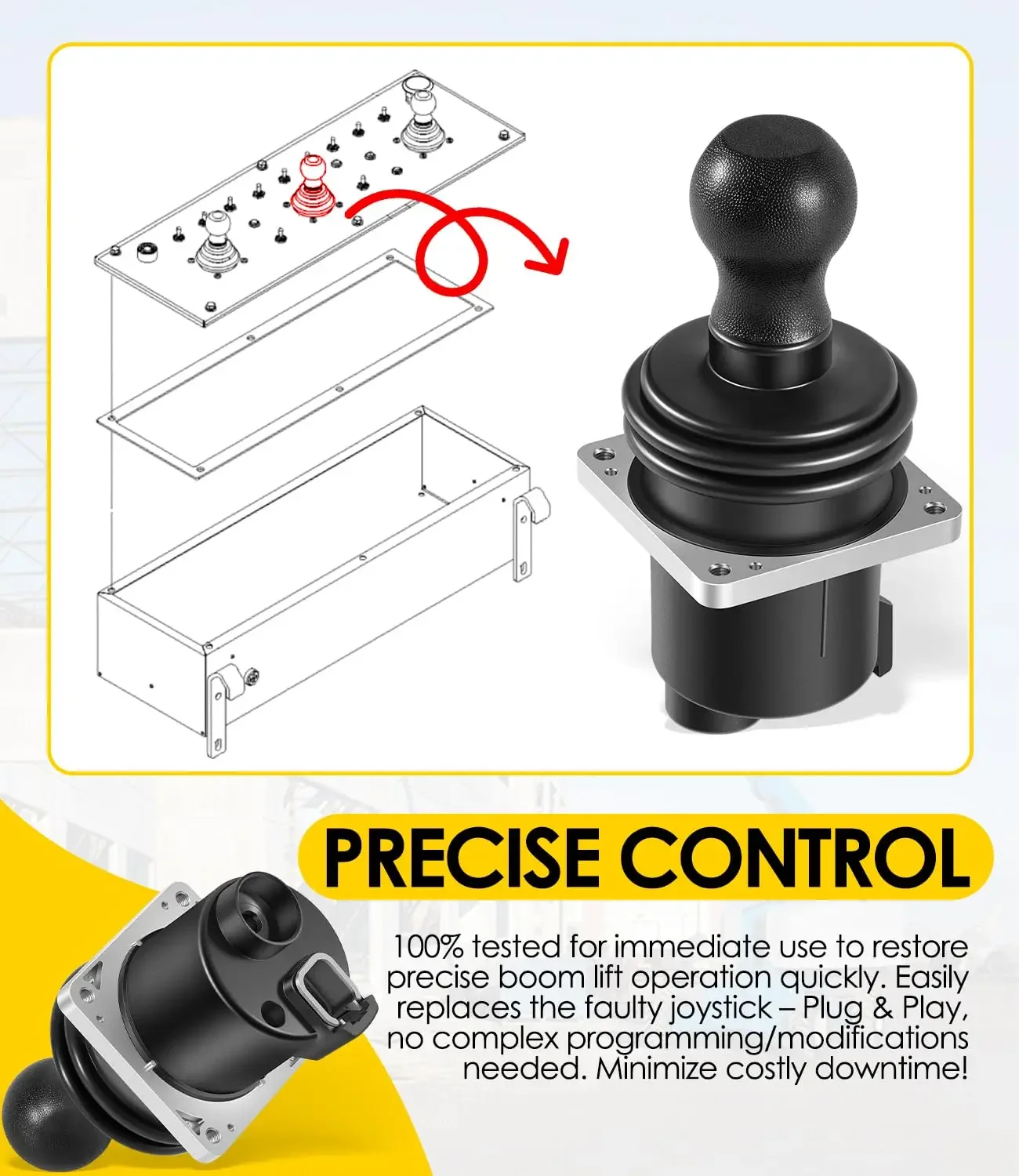 Single Axis Ball Handle Joystick Controller for Genie Straight Booms Lifts S-Series, Z-Series, SX-Series Morev 101175 101175GT