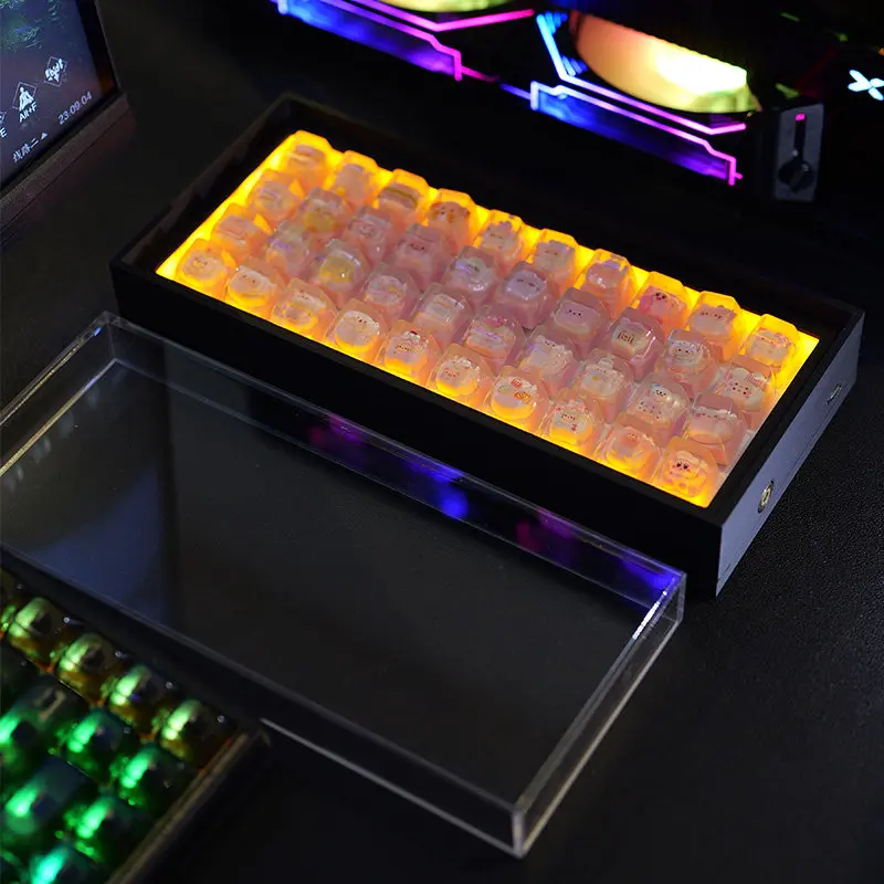 Custom Alightstone Plant40 LED Keycap Display Pod Lit Storage Case Dust Proof Acrylic Shell Removable Tray for Artisan Caps
