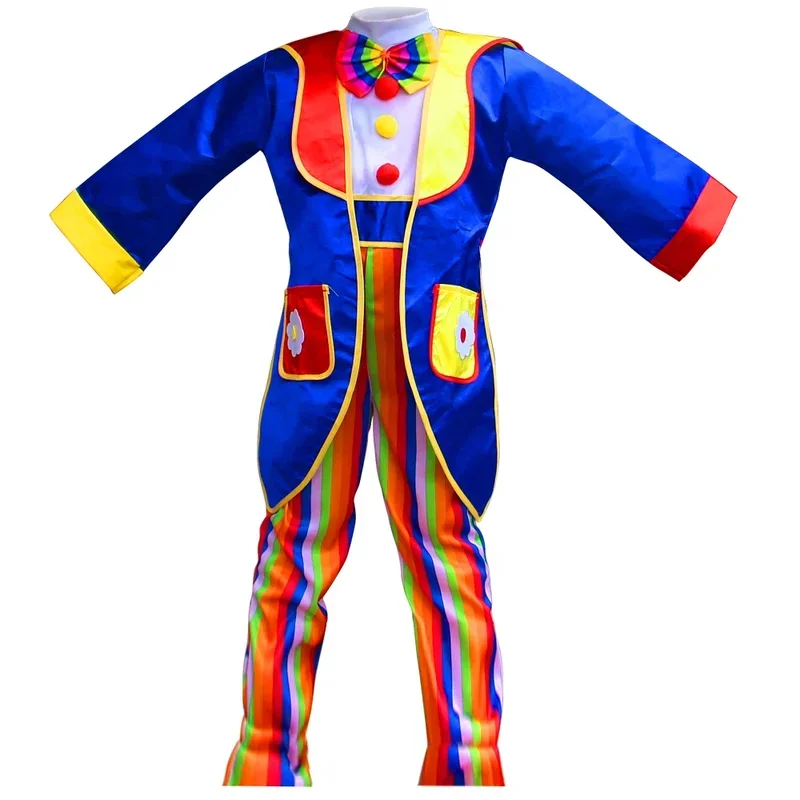 Zirkus-Clown-Kostüm für Erwachsene, Männer und Frauen, mit Maske, Schuhen, Perücke, bläst Drachen-Clown, lustiges Karnevalskostüm