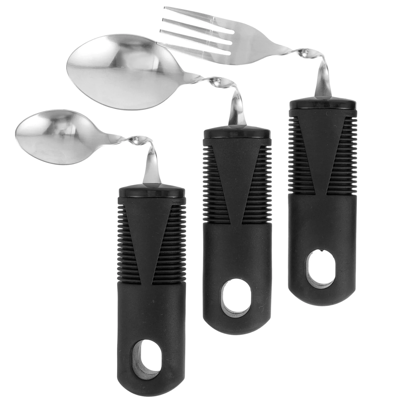 3Pcs Anti Shaking Stainless Steel Cutlery Elderly Disabled Adaptive Utensils Bendable Handle Silverware Kitchen