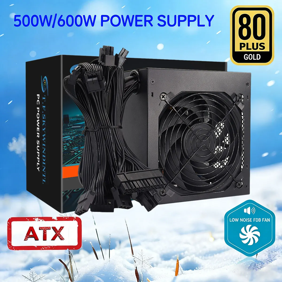 

500/600 Вт Блок питания Atx Active PFC PC 120 мм Бесшумный вентилятор 80 Plus Gold Для мини-шасси Маленький корпус ПК Блок питания для настольных ПК