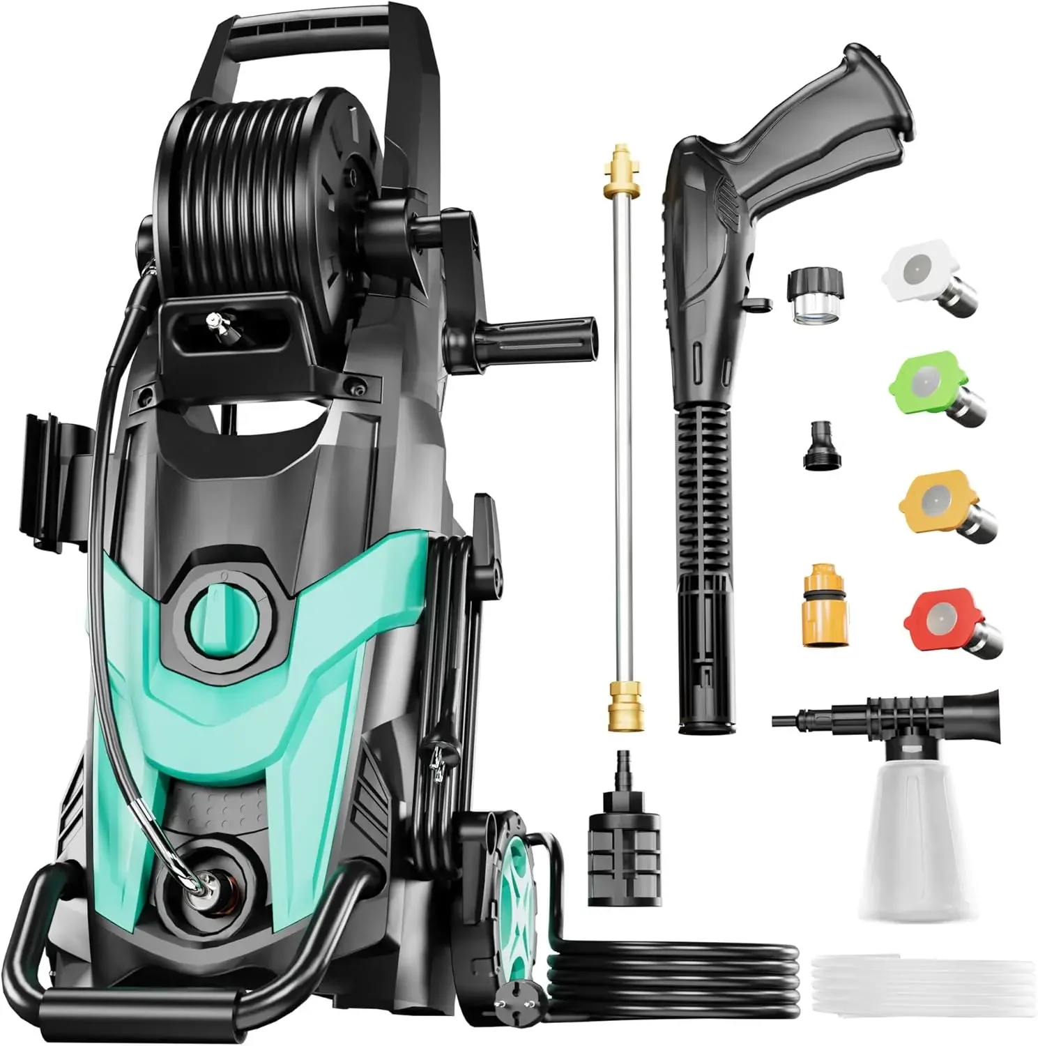 2024 Electric Pressure Washer 4500 PSI 3.2  Power Washer with Extra Hose,  Hose Power Cord, 4 Nozzle and Detergent Tank for Cars