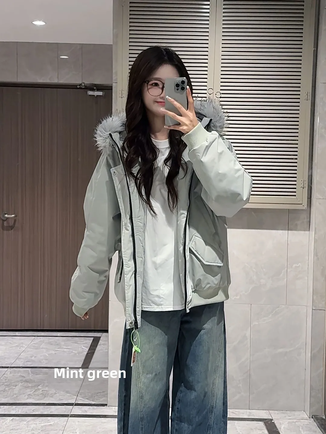 

Mens Thiened Winter Coat Hooded Parka Cotton Jaet een Mint Fur Collar Cleanfit Workwear Outerwear Warm Casual Long Sve