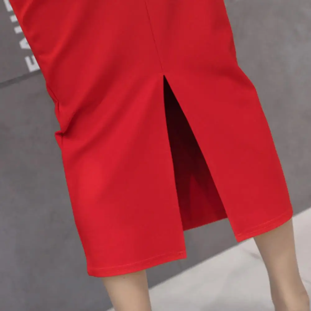 High-waist Skirt Stylish Women's High-waist Midi Skirt with Back Slit Design for Office Lady Elegant for Curves for Sellers