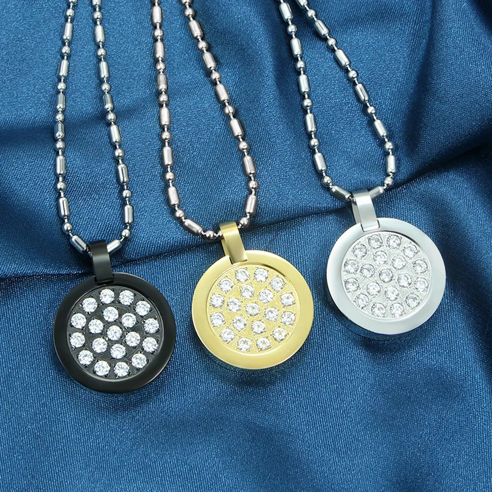 Stainless Steel Round Necklace for Women Healing Pendants High Negative Ions with Exquisite Box for Friend Gifts