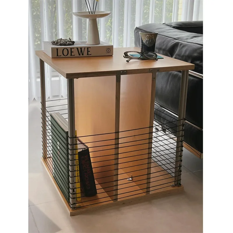Simple modern home small apartment sofa side table aluminum profile birch marine board coffee table Convenient movable corner