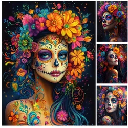 5D DIY Art Diamond Painting Tatto Skull Woman Flowers Mosaic Cross Stitch Kit Rhinestone Puzzle Inlay DIY Gift Decorative