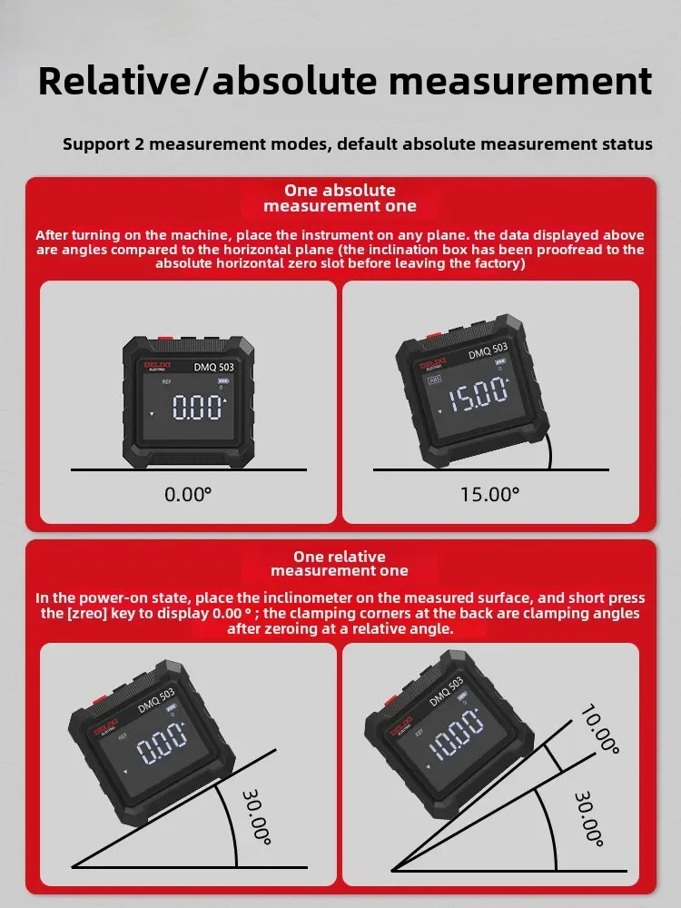 

High Precision Digital Inclinometer, Level With Magnetic Angle Measuring Instrument, Slope Ruler DMQ503