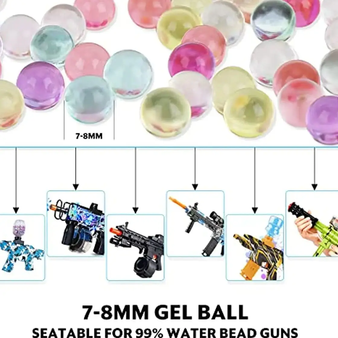 Gel Water Balls Beads Refill Blaster Accessorise Splater 7-8 mm Ball for Orbeez Kids Students Decorations Chris Gifts Toy Tools