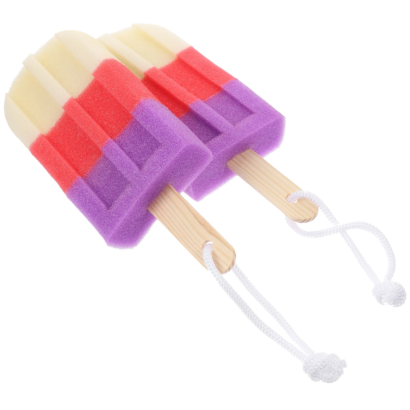 

2pcs Ice Cream Shaped Bath Soft Sponge Body Exfoliator Scrubber Gentle Skin Cleaning Foam Producing Cute Shower Bathing
