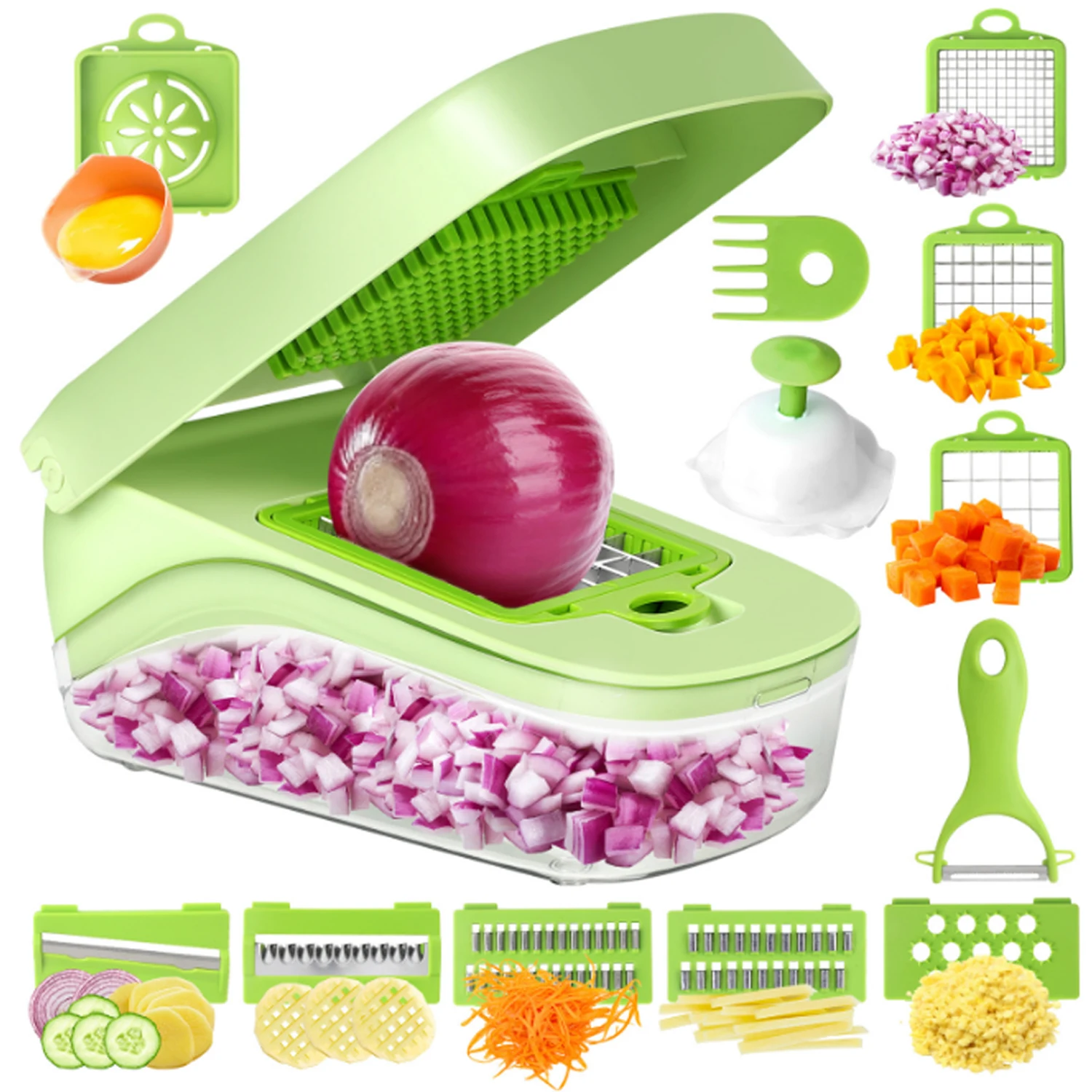 

Multi-Function Vegetable Cutter & Grater - Versatile Potato Slicer, Onion Dicer, and Shredder for Easy Meal Prep