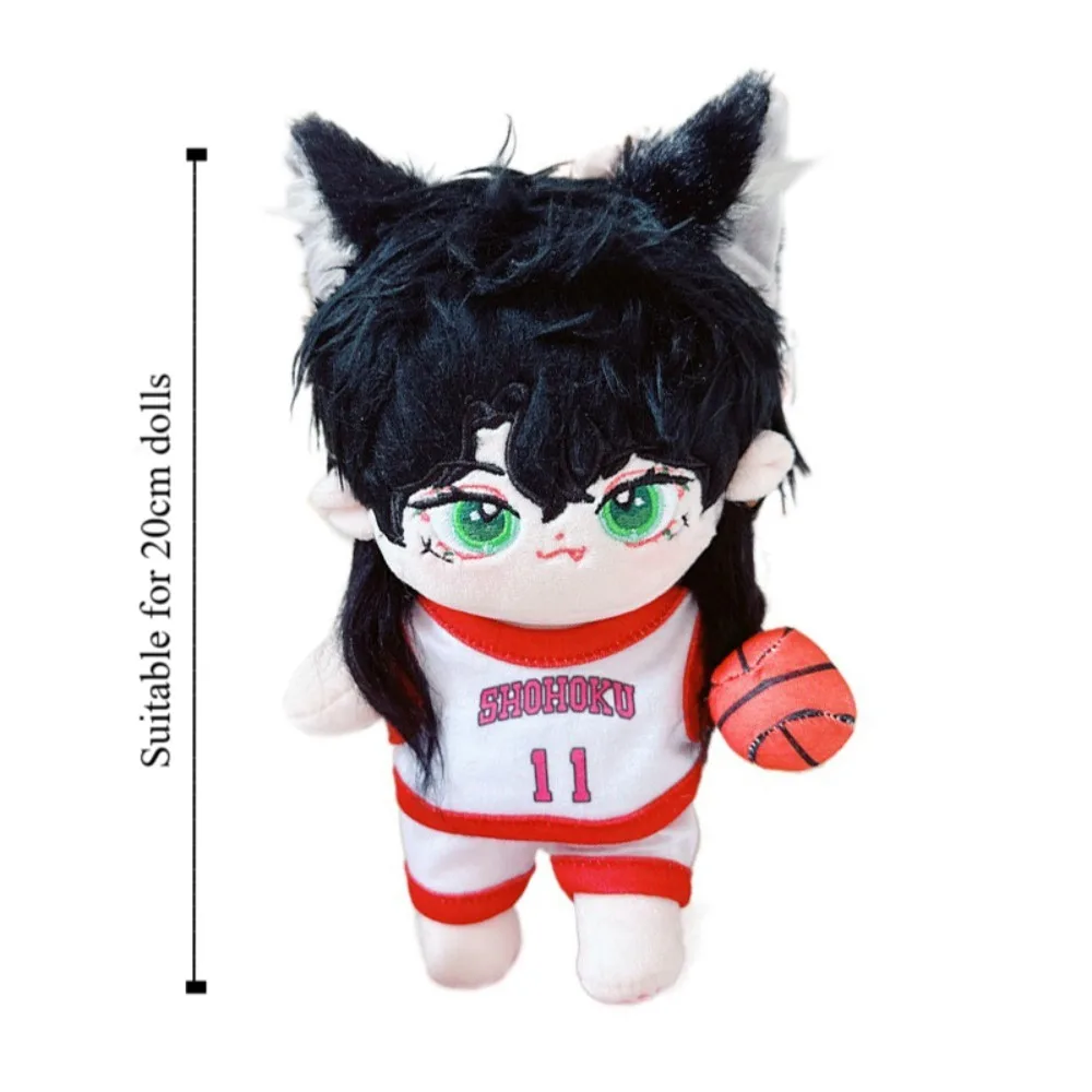 Three-piece Set Doll Basketball Uniform Outfit T-Shirt 20cm Cotton Doll Clothes Red Ball Plush Doll Sports Clothes