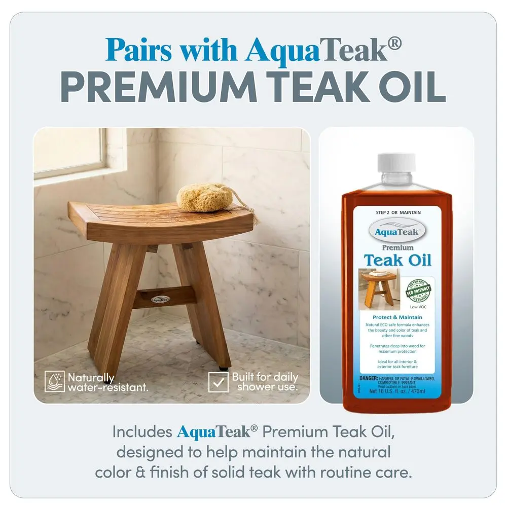 

The Original 18 Asia Teak Shower Bench Shower Stool with Premium Teak Oil Durable Water Resistant Shower Chair Shaving Foot Res