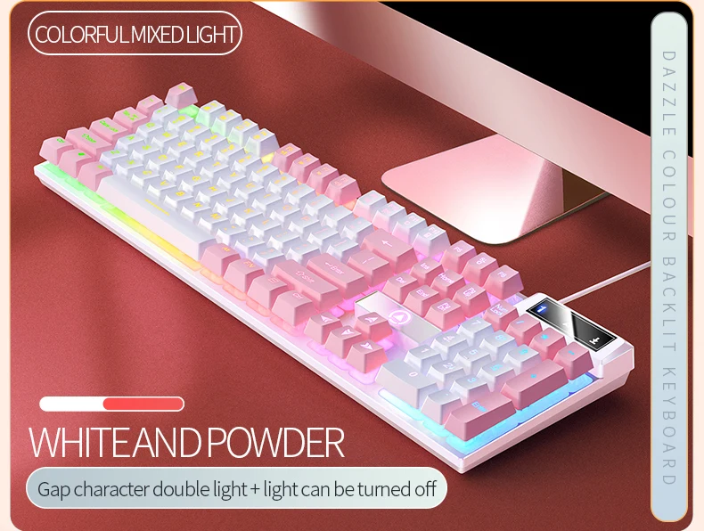 Gaming-Tastatur mit 104-Tasten, kabelgebundene Tastatur, farblich abgestimmt, Hintergrundbeleuchtung, mechanisches Gefühl, Computer-E-Sport-Peripheriegeräte für Desktop-Laptops – Detail 7