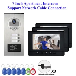 Sistema De Vídeo Intercomunicador Para Multi Apartamento Rede, Porta De Cabo, Desbloqueio RFID, Porta, Chamada De Vídeo, Edifício Telefônico, Kits De Campainha