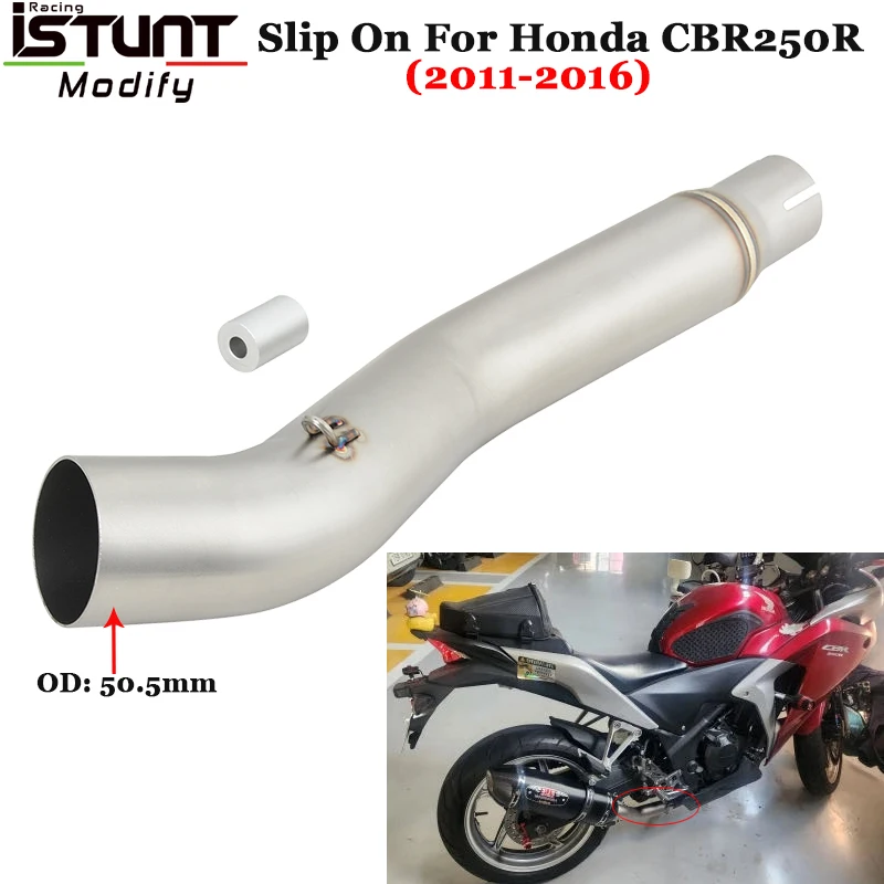 

Slip On For Honda CBR250 R CBR250R 2011 2012 2013 2014 2015 2016 Motorcycle Exhaust Escape Middle Tube Link Pipe 51mm Muffler