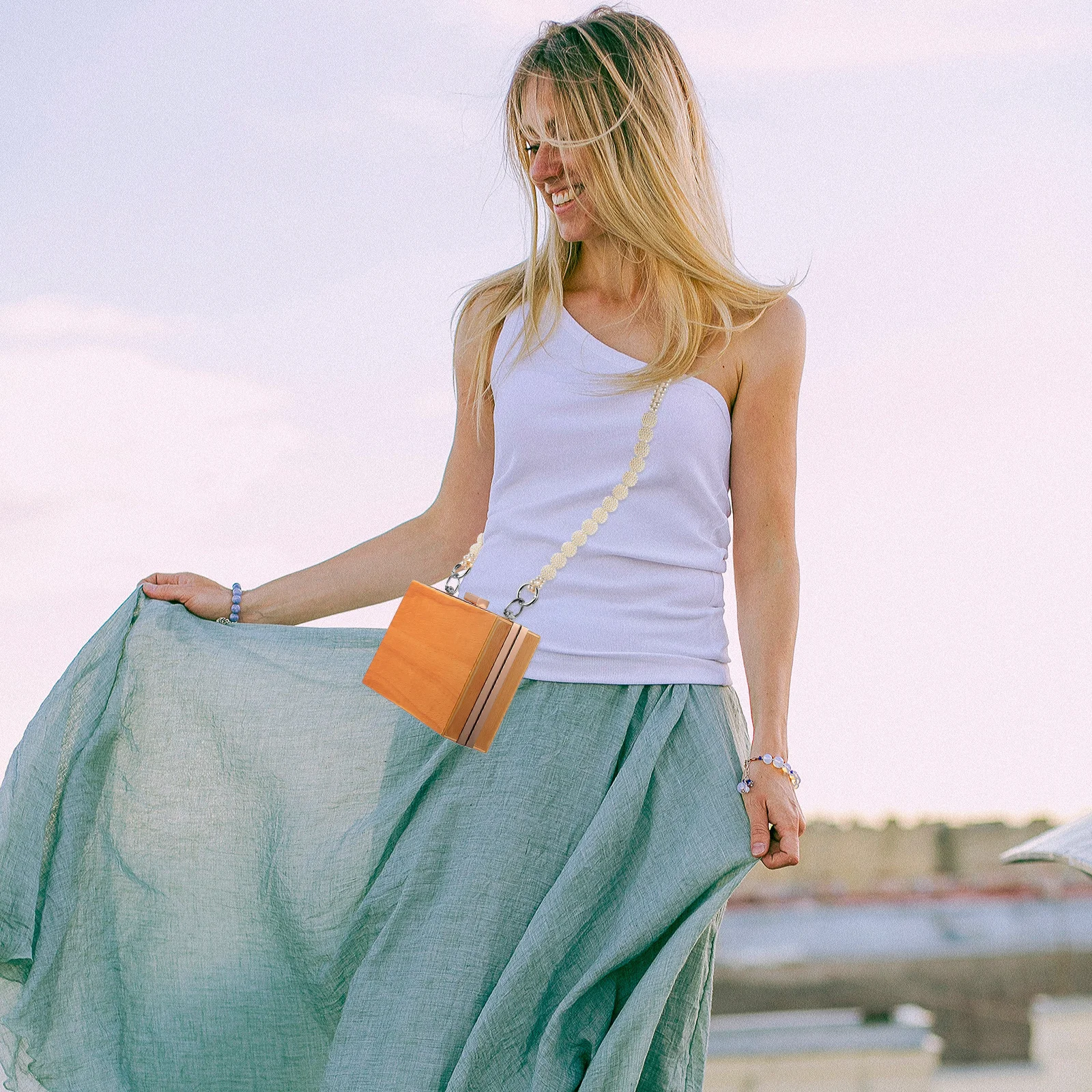 

Purse Hand Bag Pearl Chain Handle Replacement Durable Easy Install for Women DIY Clutches Handbags Accessories