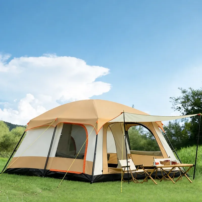 Explosion Proof Windproof Waterproof 2 Bedroom 1 Living Room Outdoor Multi Person Large Tent Thickened Folding Portable