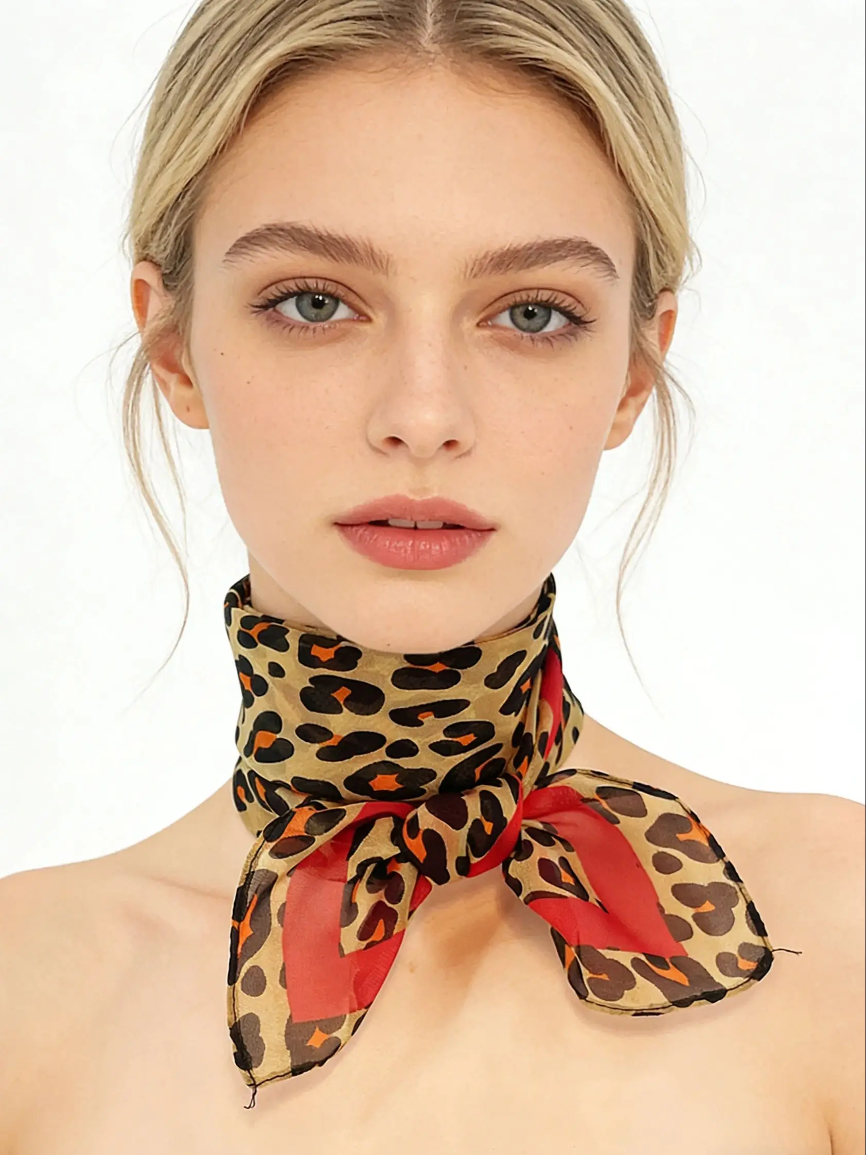 Quadratischer Schal mit Leopardenmuster aus Chiffon, weicher, dünner, leichter Schal aus Kunstseide, glatt, elegant, Damenmode, Halstuch, täglich, dekorativ – Detail 3